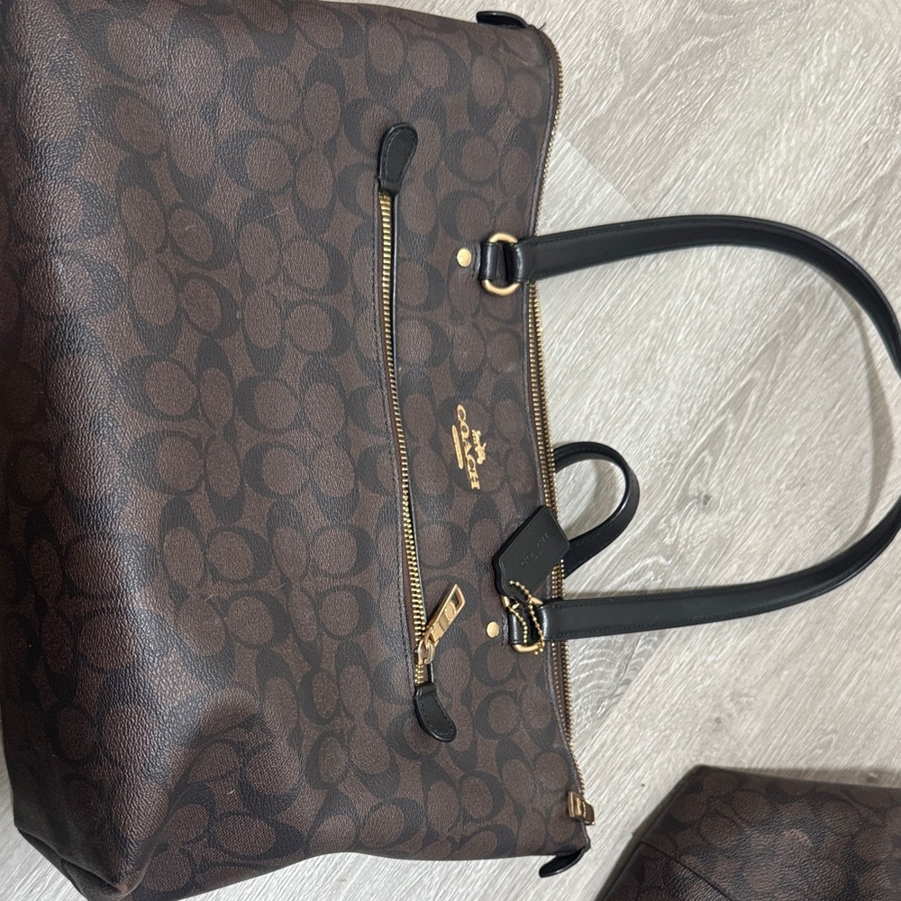 Coach Signature Brown and Black Tote